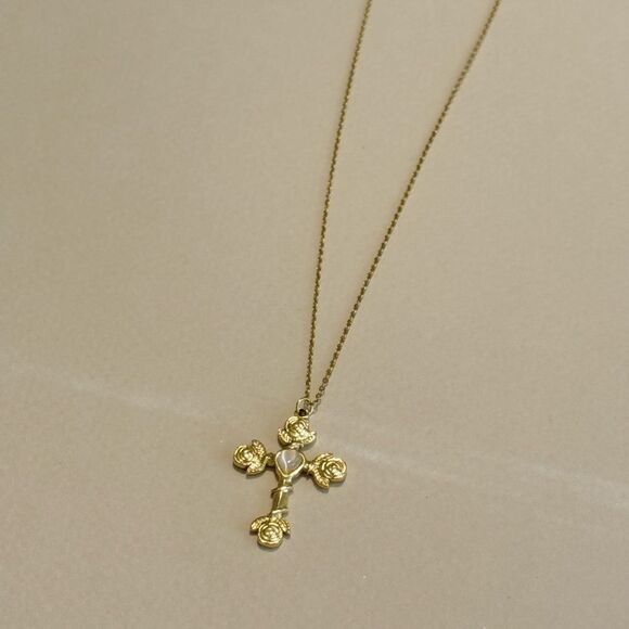 Gold Cross Pendant Necklace #1605 - Picture 3 of 4